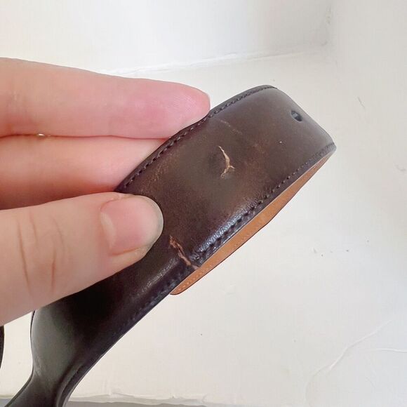 Trafalgar Men's Brown Leather Belt Brass Buckle Gold Size 38 - Picture 4 of 8